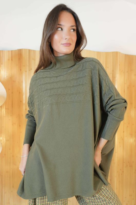Maggie Cable Blanket Knit Khaki